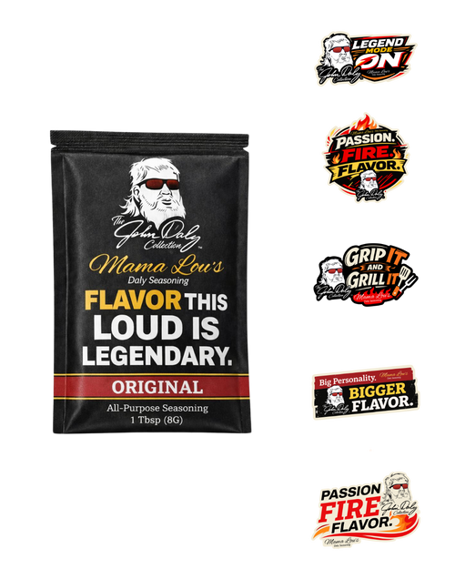 John Daly Sticker + Mama Lou’s Original Seasoning Sample – $3 (Free Shipping)