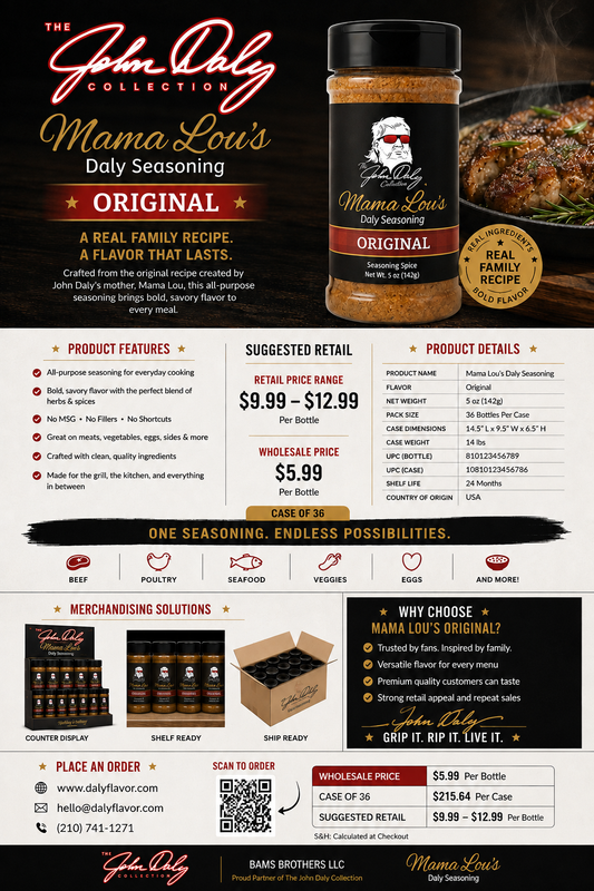 Case (36ct) John Daly Mama Lou's Original Seasoning